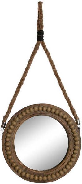 Esprit Wandspiegel Home Bruin Hout Touw Koloniaal Ballen 28 x 4 x 61 cm