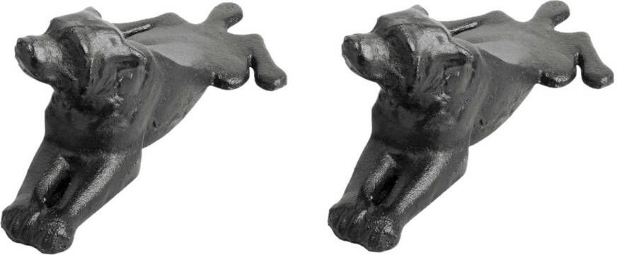 Esschert Design Esschert deurstopper liggende hond 2x 0.6 kg gietijzer zwart 18 x 8 x 6 cm Deurstoppers