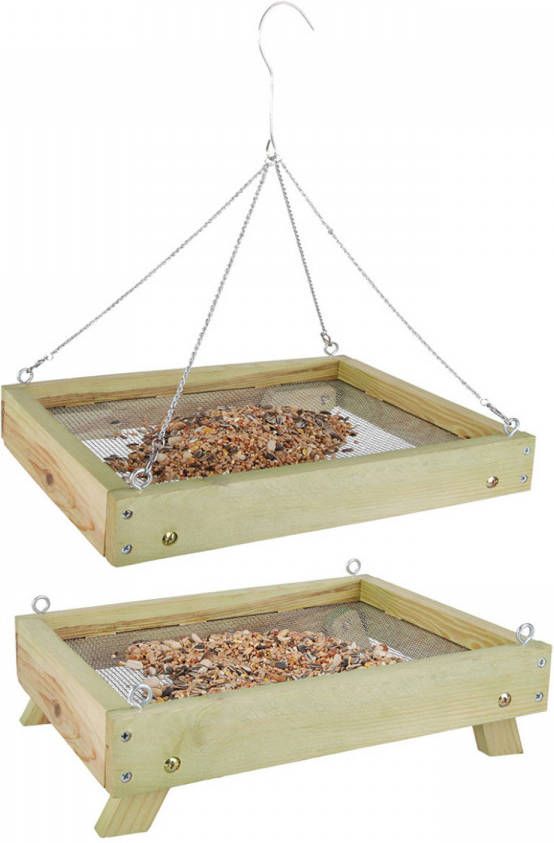 Esschert Design Vogelvoedertafel Hout Staand En Hangend 35 Cm Vogelvoederhuisjes