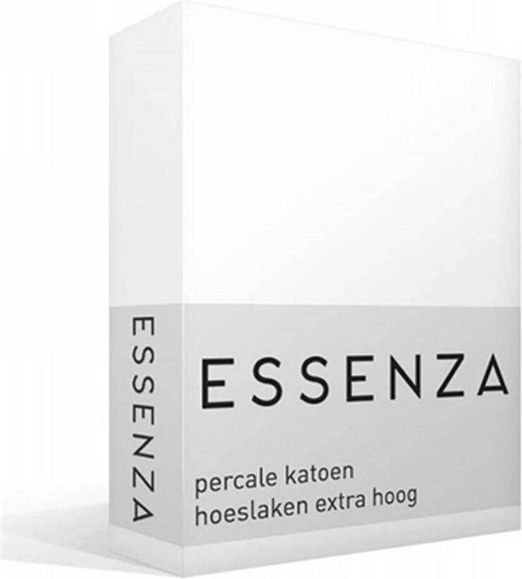Essenza Premium percale katoen hoeslaken extra hoog 100% percale katoen Lits-jumeaux (180x210 cm) White