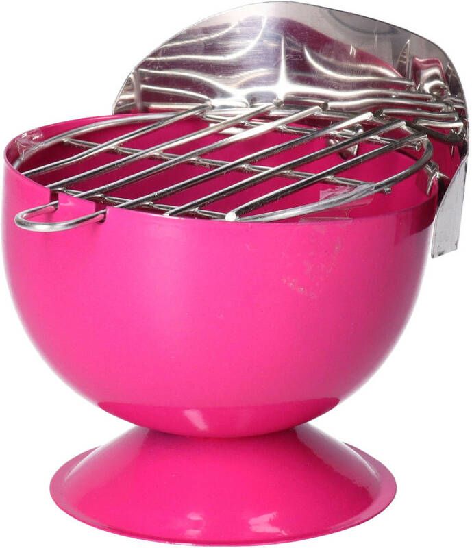 Excellent Houseware Asbak als BBQ vorm metaal 12 cm roze voor binnen buiten Asbakken