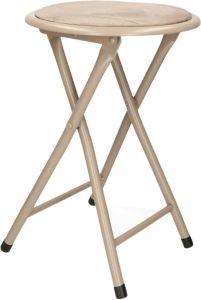 Excellent Houseware Bijzet Krukje stoel Opvouwbaar Beige D30 X H45 Cm Krukjes