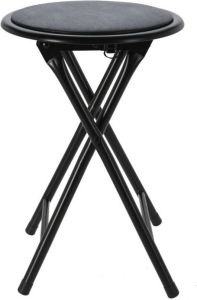 Excellent Houseware Bijzet Krukje stoel Opvouwbaar Zwart D30 X H45 Cm Krukjes