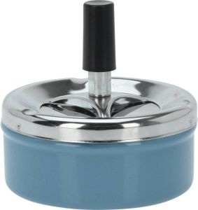 Excellent Houseware Druk En Draai Tafel Asbak Metaal Blauw chrome 9 X 5 Cm Asbakken