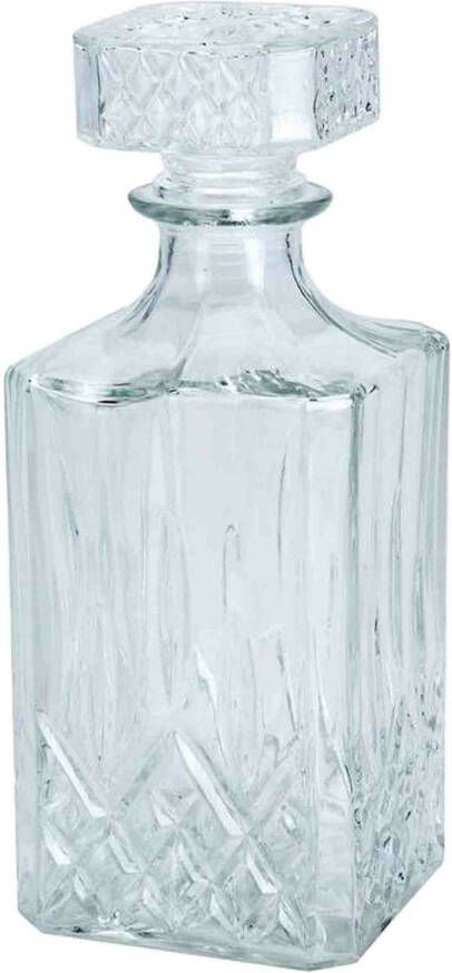 Excellent Houseware Glazen decoratie fles karaf 900 ml 9 x 23 cm voor water of likeuren Whiskeykaraffen