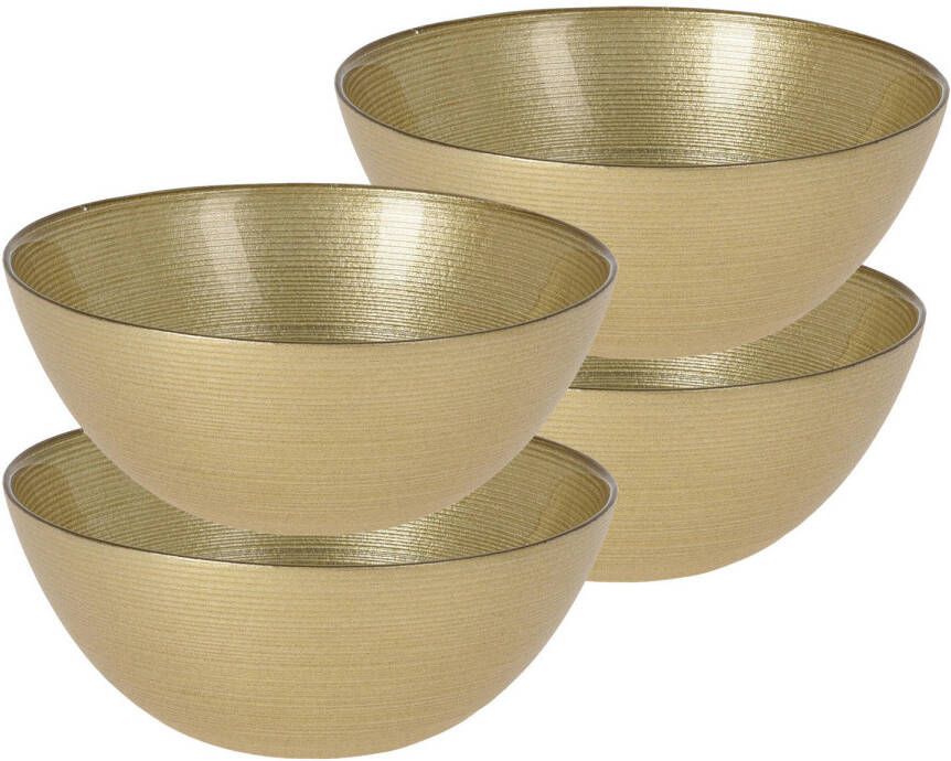 Excellent Houseware Kommetjes serveer schaaltjes 4x Athene glas D15 x H6 cm goud Stapelbaar