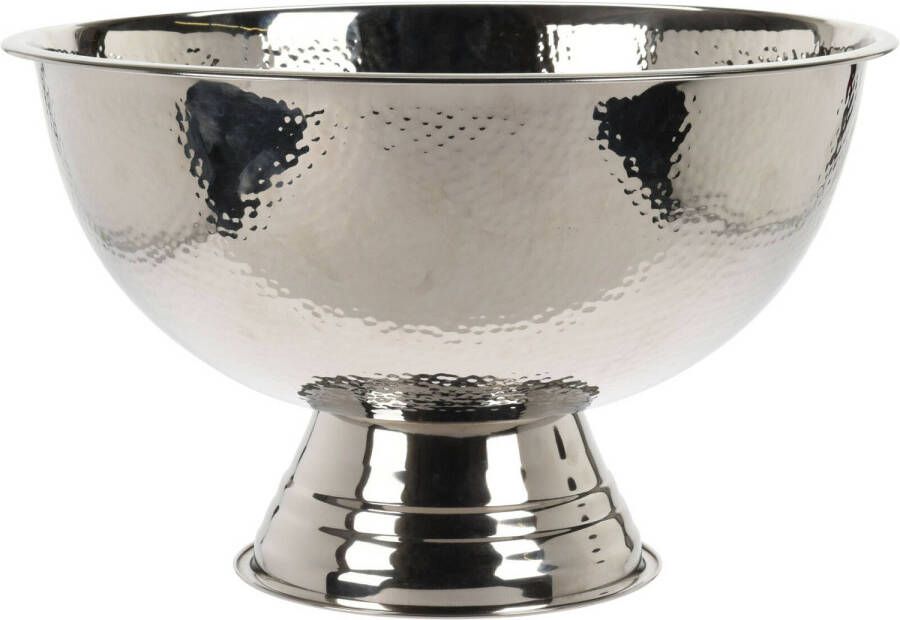 Excellent Houseware Luxe champagnekoeler schaal op voet RVS zilverkleurig 40 x 24 cm IJsemmers