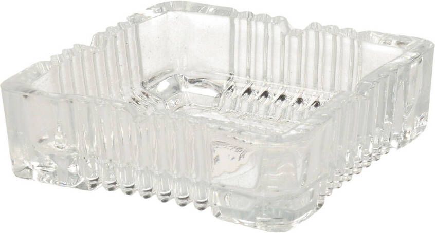 Excellent Houseware Home & Styling Asbak vierkant gedecoreerd glas transparant 10 x 10 x 4 cm Asbakken