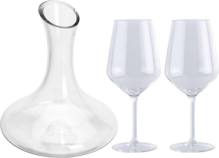 Excellent Houseware Wijn karaf decanteer kan 1 5 liter met 6x rode wijnglazen 530 ml Decanteerkaraf