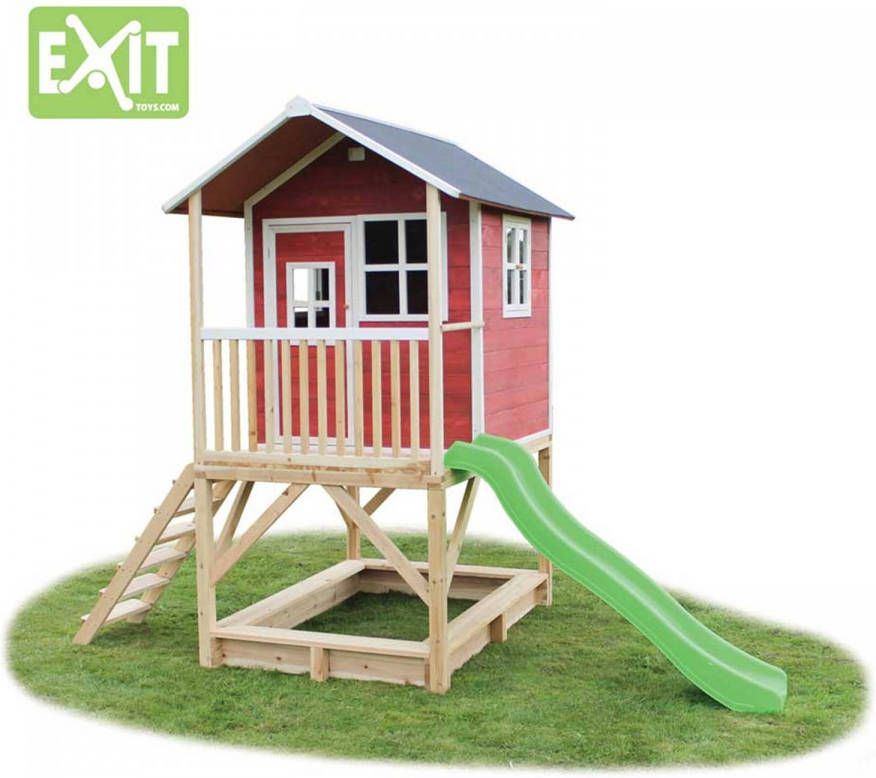 EXIT Toys EXIT speelhuis Loft 500 met glijbaan rood