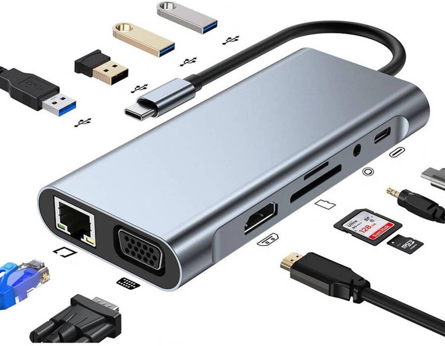 Ezra USB-Hub 11 in 1 USB-C Hub Docking Station Type-C Adapter