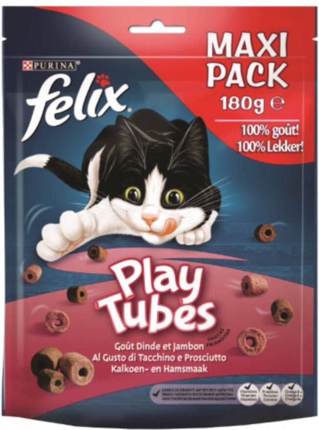 Felix Play tubes kalkoen- en hamsmaak 180g kattenvoer