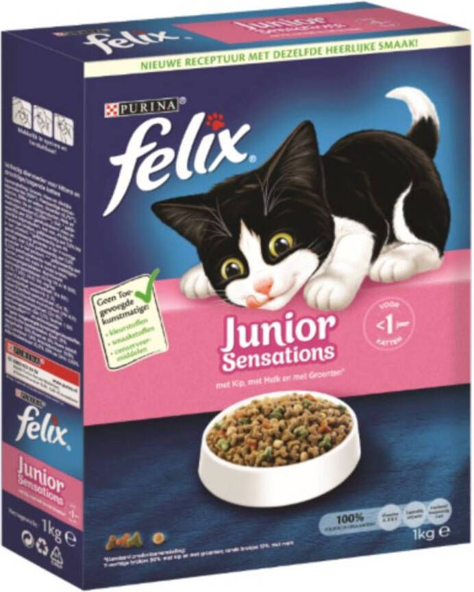 Felix Sensations junior met kip granen en melk 1kg kattenvoer