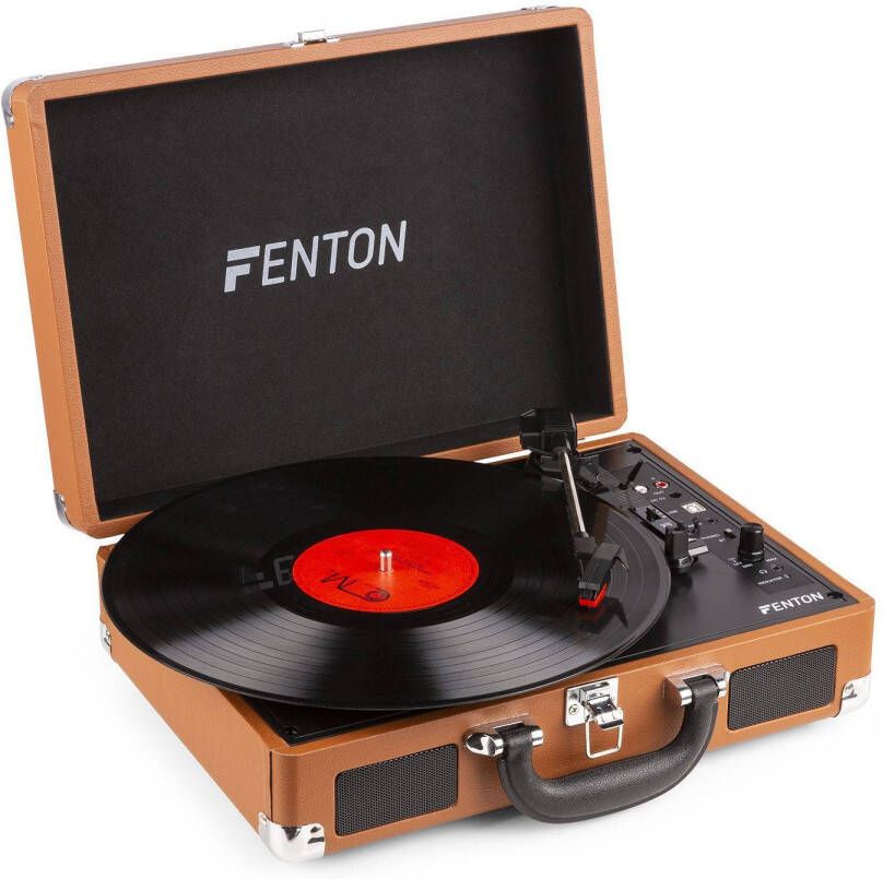 Fenton Platenspeler Bluetooth en USB met Ingebouwde Speakers RP115F Retro Bruin