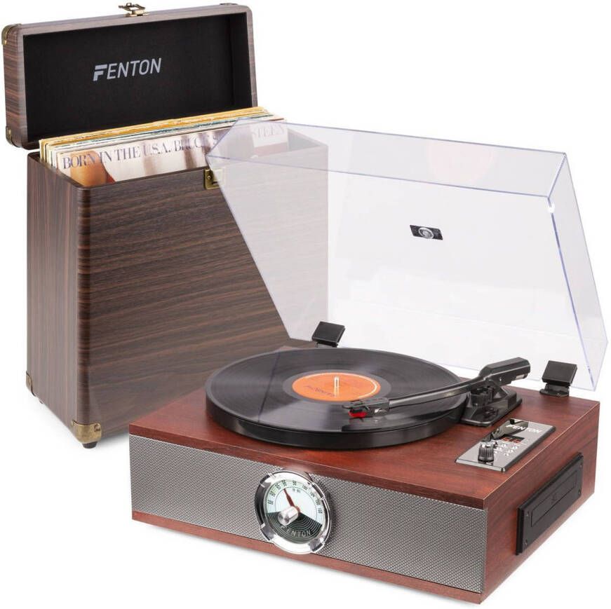Fenton Platenspeler Bluetooth RP180 met radio CD speler en platenkoffer