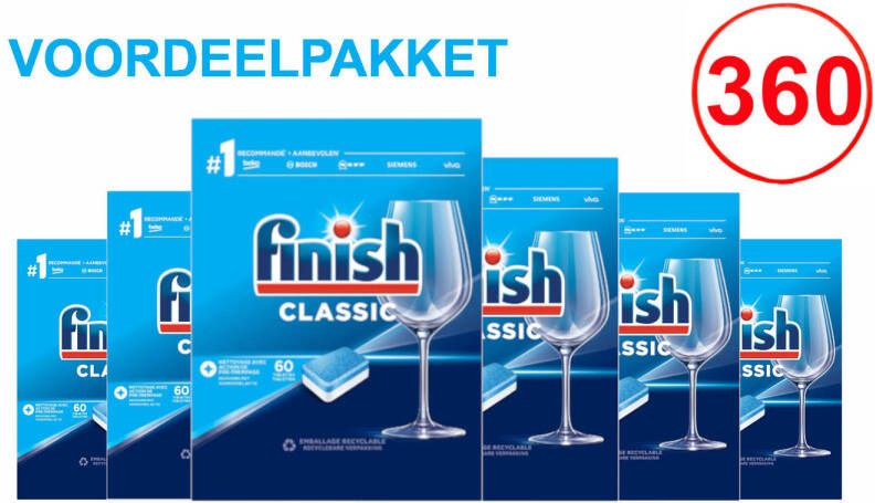 Finish Classic Vaatwastabletten Megavoordeelverpakking 6 x 60 tabs Jaarpakket