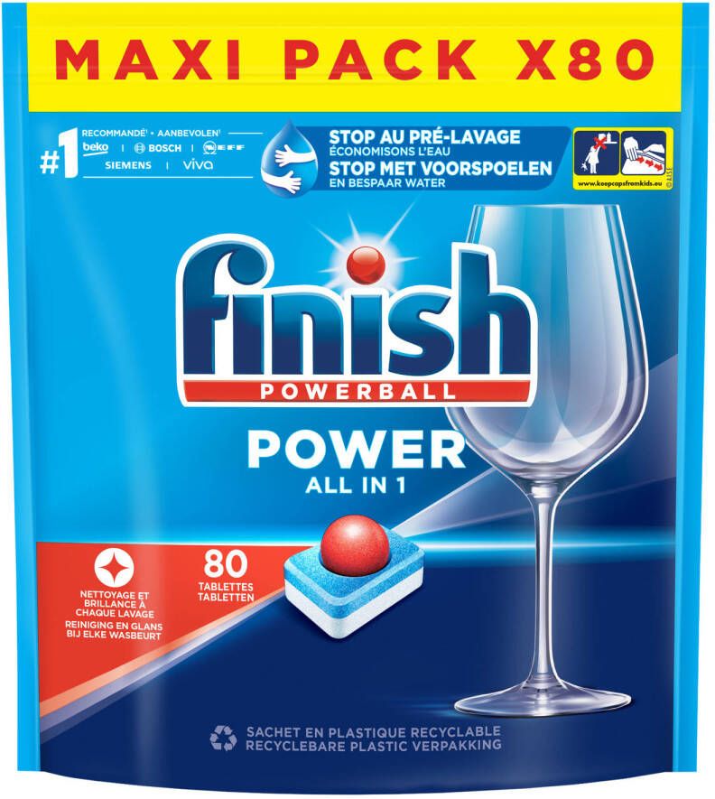 Finish Power All in 1 Regular Vaatwastabletten 80 Stuks