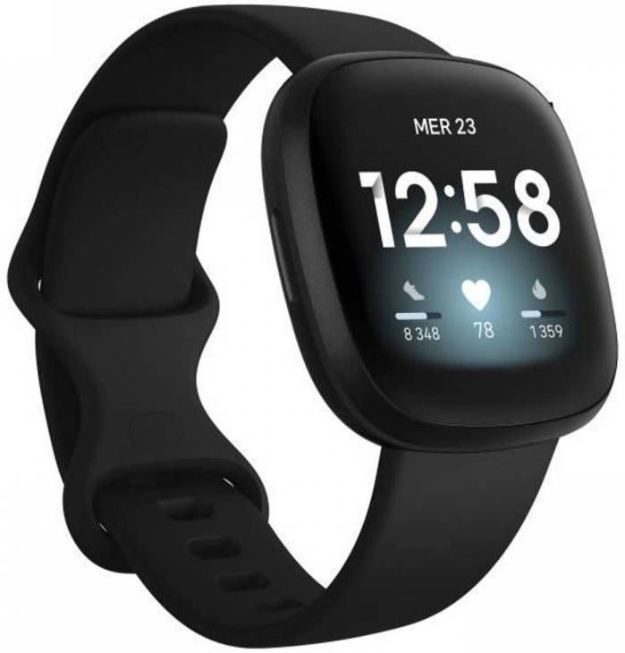 FitBit Versa 3 smartwatch Levensduur batterij + 6 dagen Zwart
