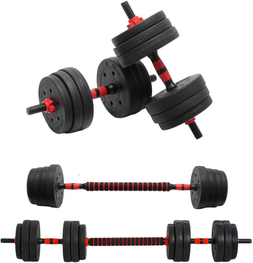 FitGoodz Dumbbell set Barbell set Halter Gewichten Halterset Halters Halterstang met gewichten 30 Kg