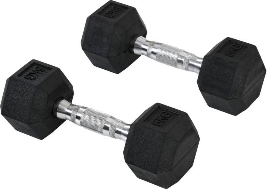 FitGoodz Dumbbells Hexa dumbbell Set 2x 5 Kg Hex Dumbbel Krachttraining Crossfit