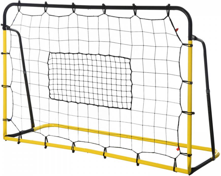 FitGoodz Kickback voetbal Rebounder Stuitbaltrainer Verstelbaar -184 x 123 cm Geel Zwart