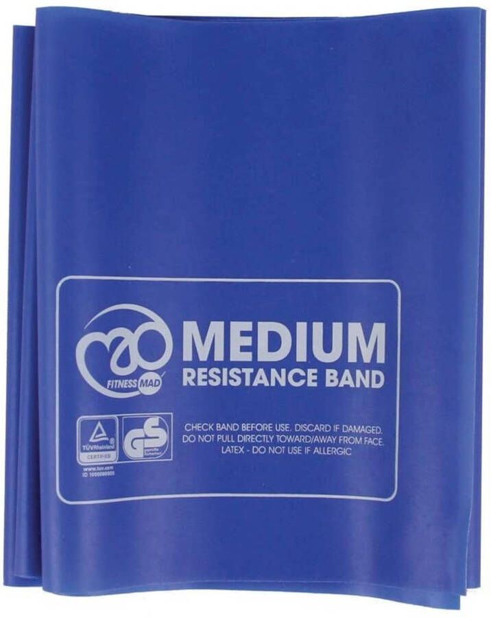 Fitness-Mad weerstandsband medium 150 x 15 cm latex blauw