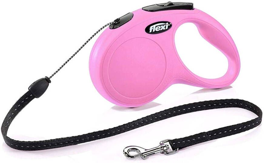 Flexi Classic Koord Rollijn Hondenriem Roze Kunststof S 5 MTR MAX 12 KG