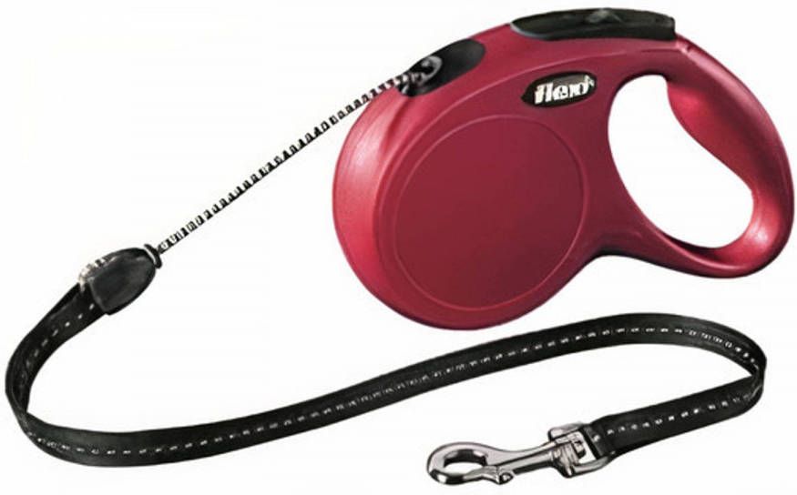 Flexi New Classic Koord Rollijn Hondenriem Rood Kunststof M 5 meter