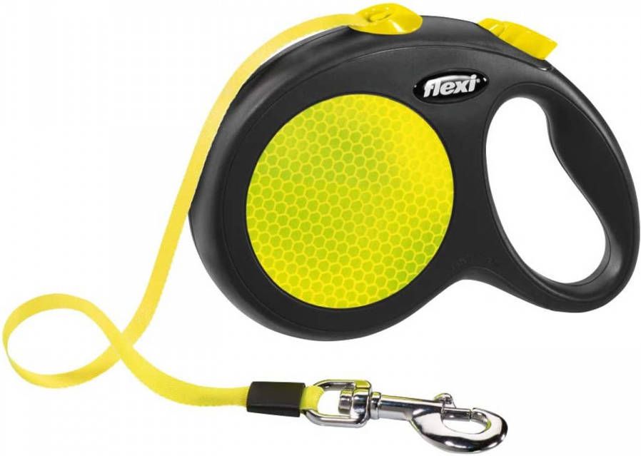 Flexi hondenriem New Classic Neon Band M 5 m. zwart geel