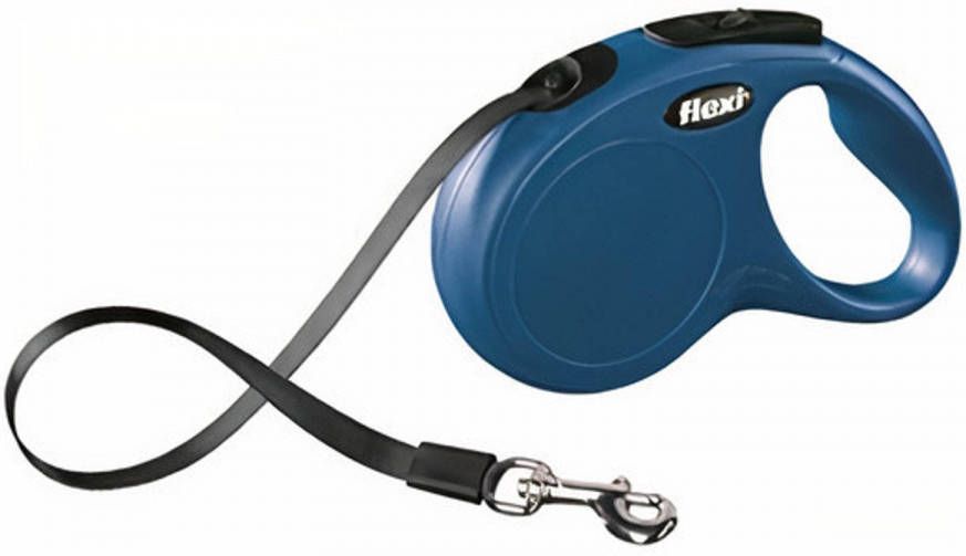Flexi New Classic Band Rollijn Hondenriem Blauw Kunststof Small 5 meter