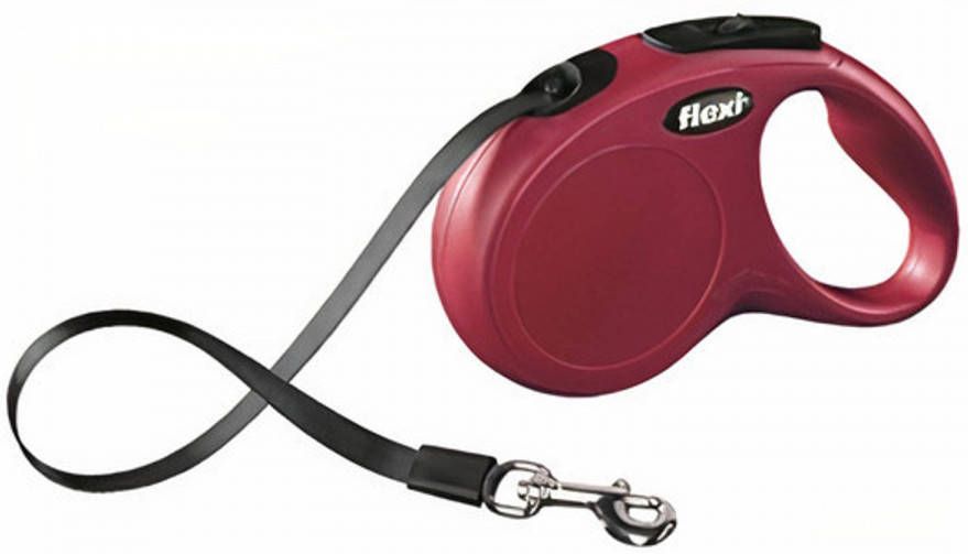 Flexi New Classic Band Rollijn Hondenriem Rood Kunststof S 5 meter