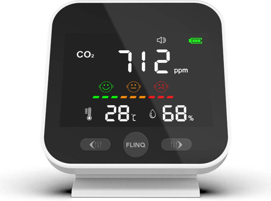 FlinQ Co2 Meter Luchtkwaliteitmeter Co2 Meter Binnen Temperatuurmeting