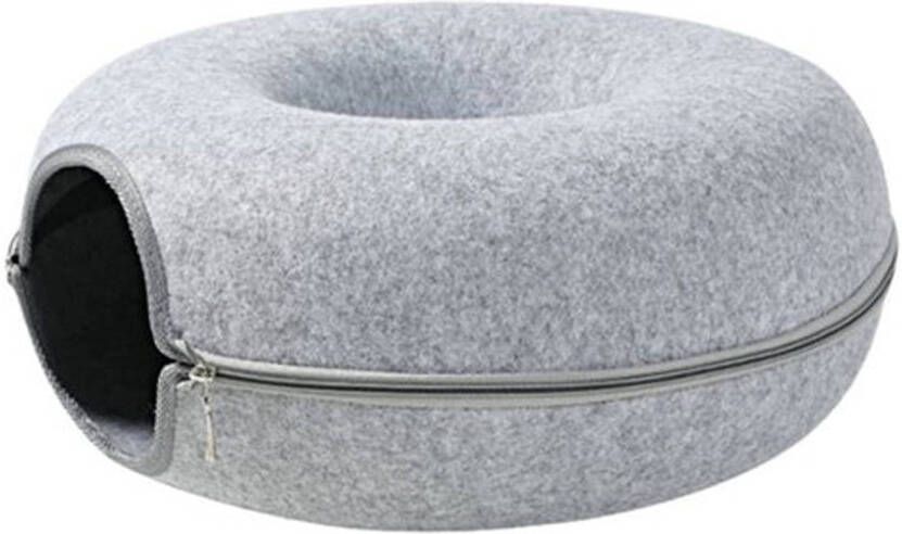 FLOKOO Donutmand Voor Katten En Honden Licht Grijs Diameter 61 Cm Kattenmand