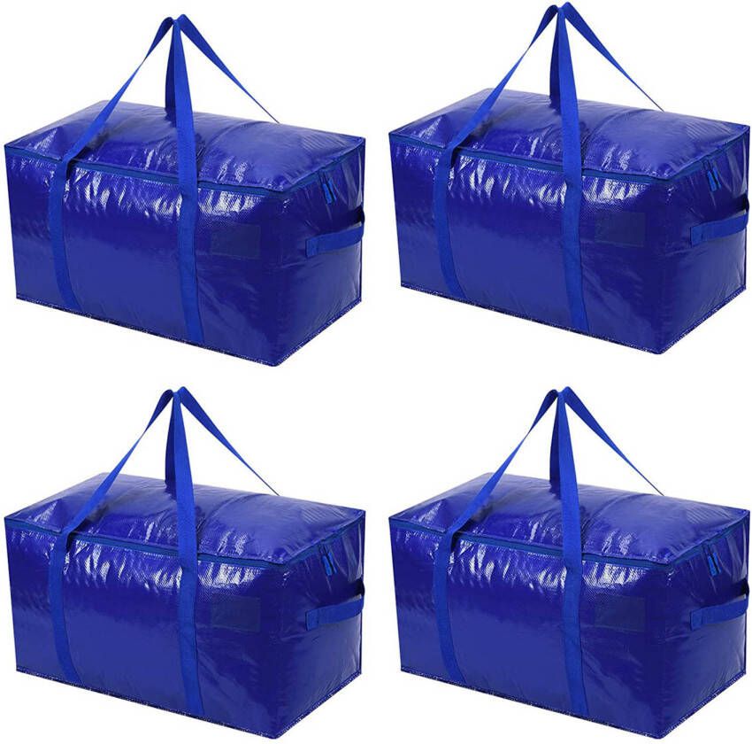 FLOKOO Opbergtassen Xl Blauw 4 Stuks 92 Liter Verhuistassen Big Shopper