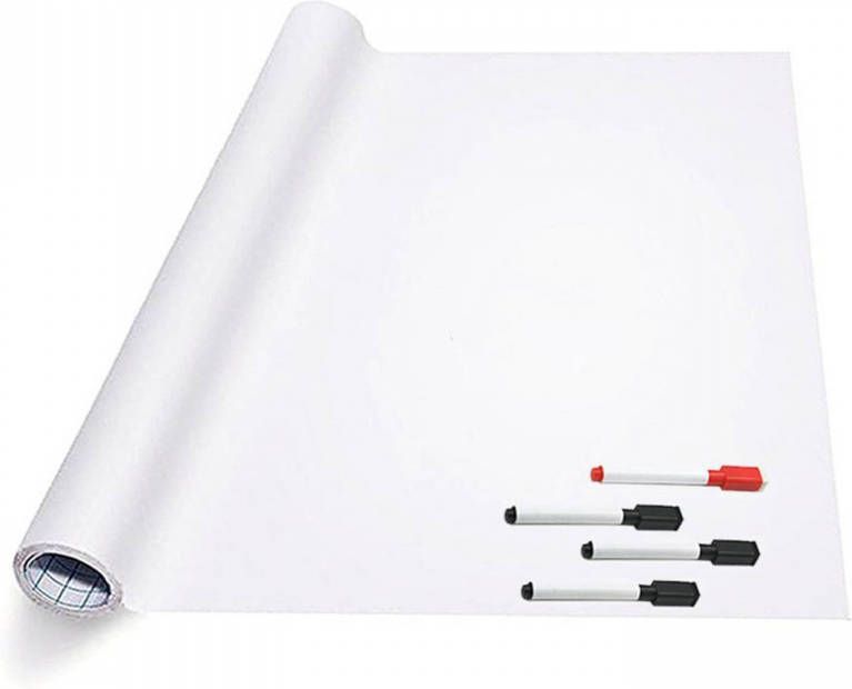 FLOKOO Whiteboard Folie Xl Zelfklevend Met 4 Stiften Met Wisser 45 Cm X 200 Cm