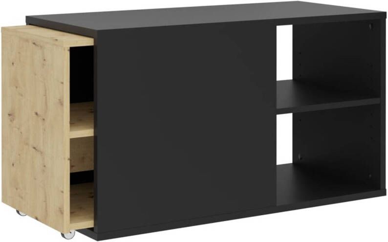 FMD Tv-kast met 2 open vakken 133 5x39 9x49 2 cm zwart & artisan eiken