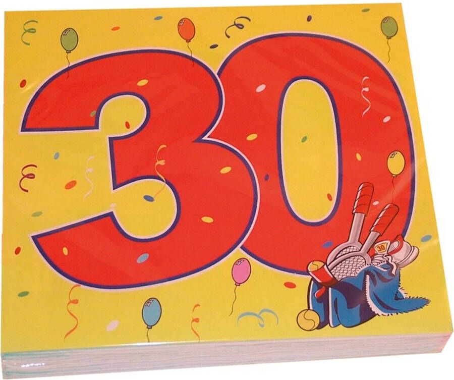 Folat 16x Dertig 30 jaar feest servetten Confetti 33 x 33 cm verjaardag jubileum Feestservetten