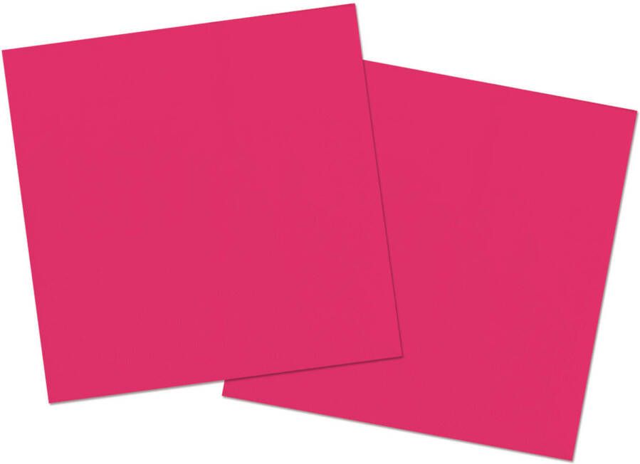 Folat 20x stuks servetten van papier fuchsia roze 33 x 33 cm Feestservetten
