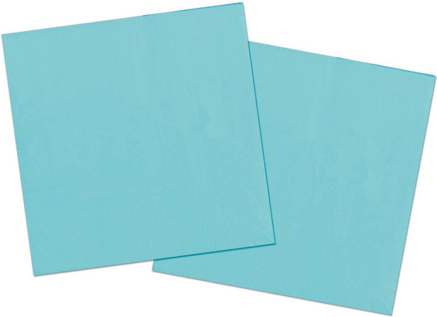 Folat 20x stuks servetten van papier lichtblauw 33 x 33 cm Feestservetten