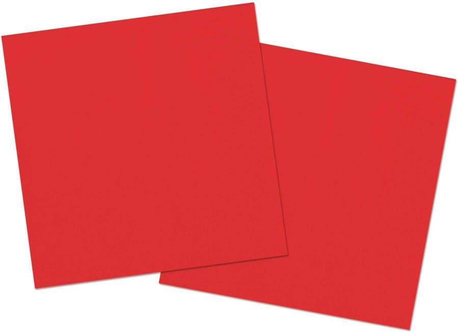 Folat 20x stuks servetten van papier rood 33 x 33 cm Feestservetten