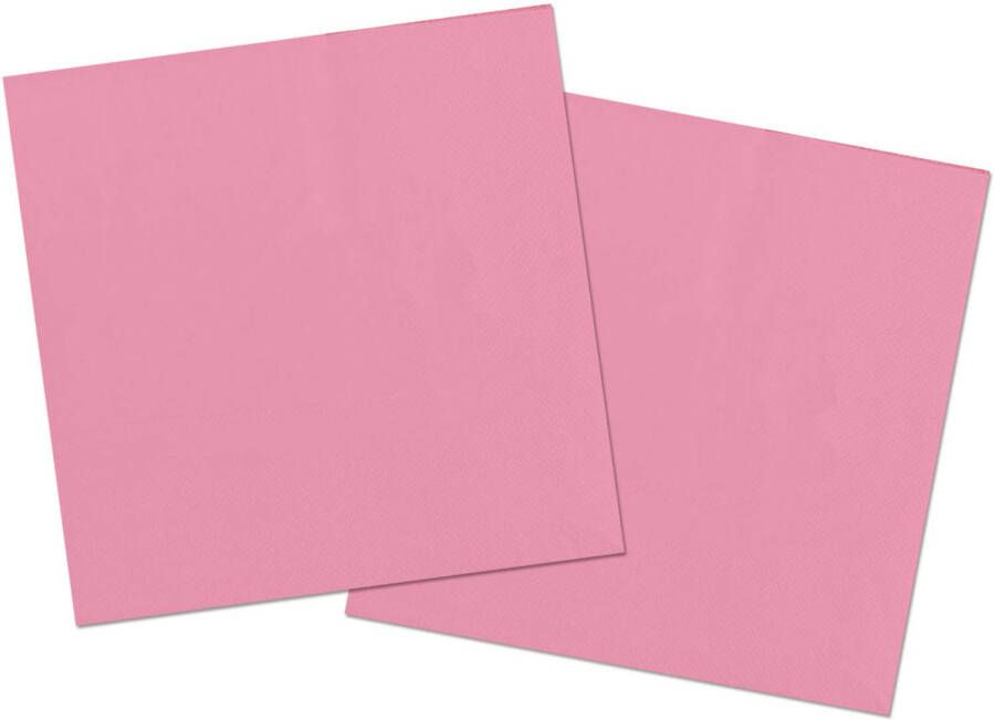 Folat 20x stuks servetten van papier roze 33 x 33 cm Feestservetten