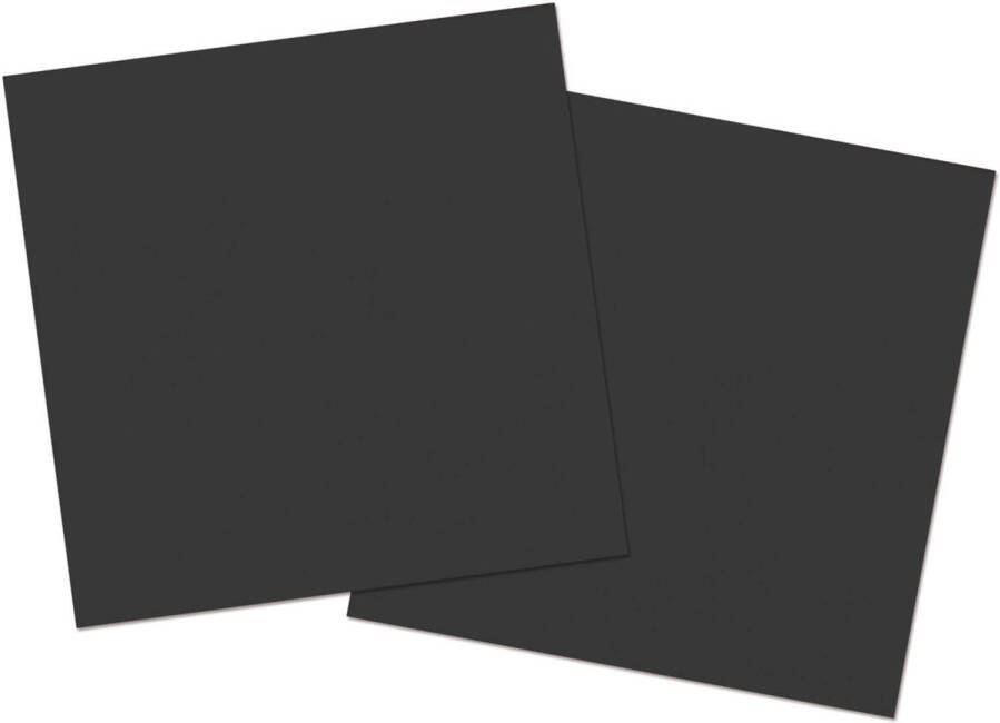 Folat 20x stuks servetten van papier zwart 33 x 33 cm Feestservetten