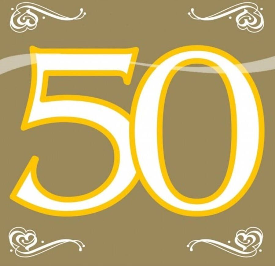 Folat 2x Feest servetten goud 50 jaar 20 stuks Feestservetten