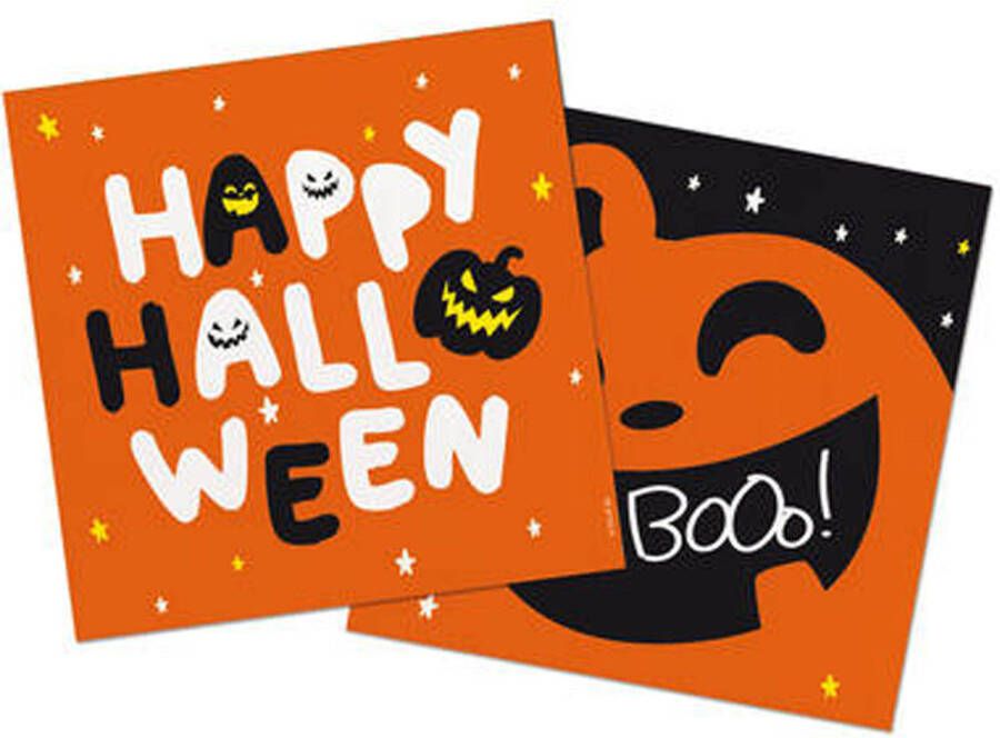 Folat Halloween thema feest servetten 20x pompoen print papier 33 x 33 cm Feestservetten