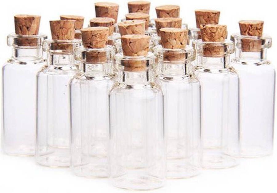 ForDig Glazen Mini Flesjes Met Kurk – Decoratie flesjes – Inhoud 5 ml Set van 20 Stuks