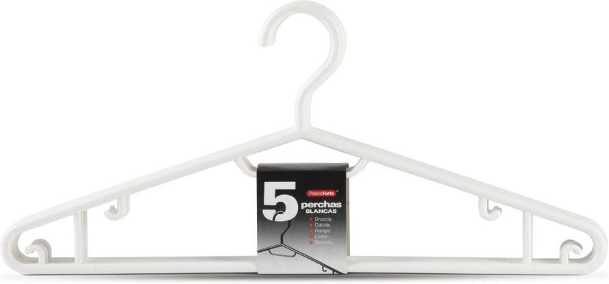 Forte Plastics 10x stuks kunststof kledinghangers in het wit 40 cm Kledinghangers