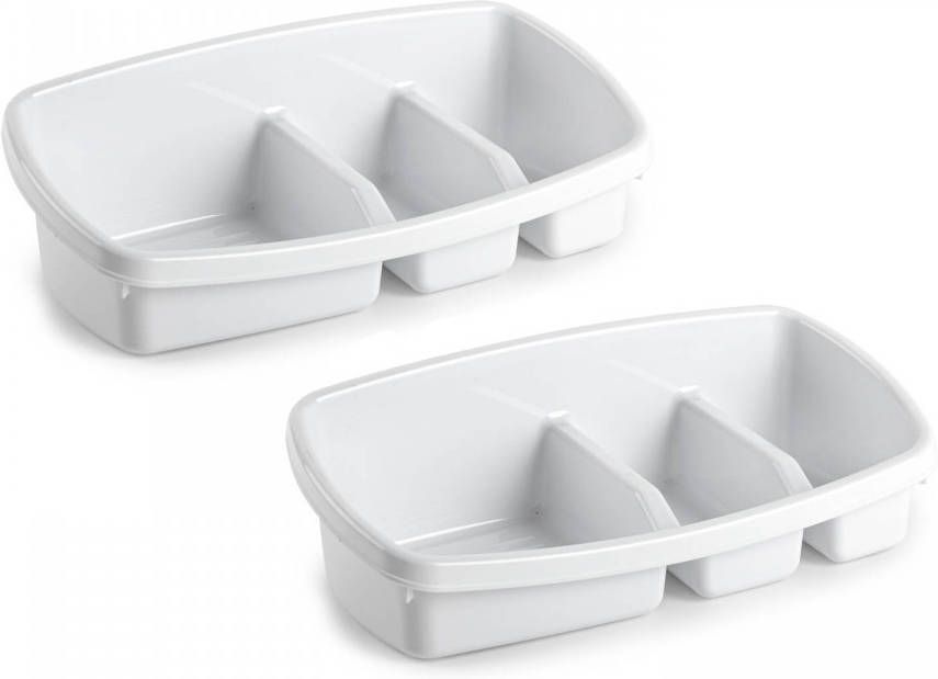 Forte Plastics 2x stuks keuken spons doekjes houders 26 x 14 cm wit Keukenhulphouders