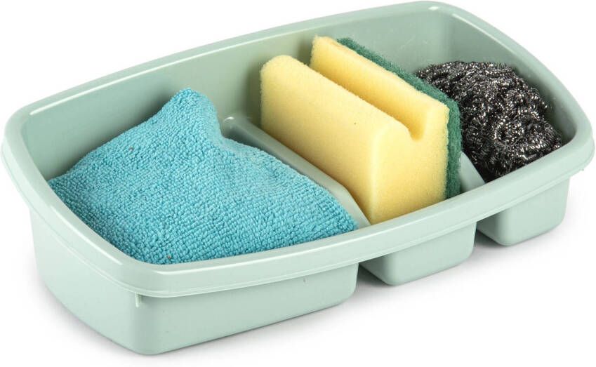 Forte Plastics Keuken spons doekjes houder 26 x 14 cm mintgroen Keukenhulphouders