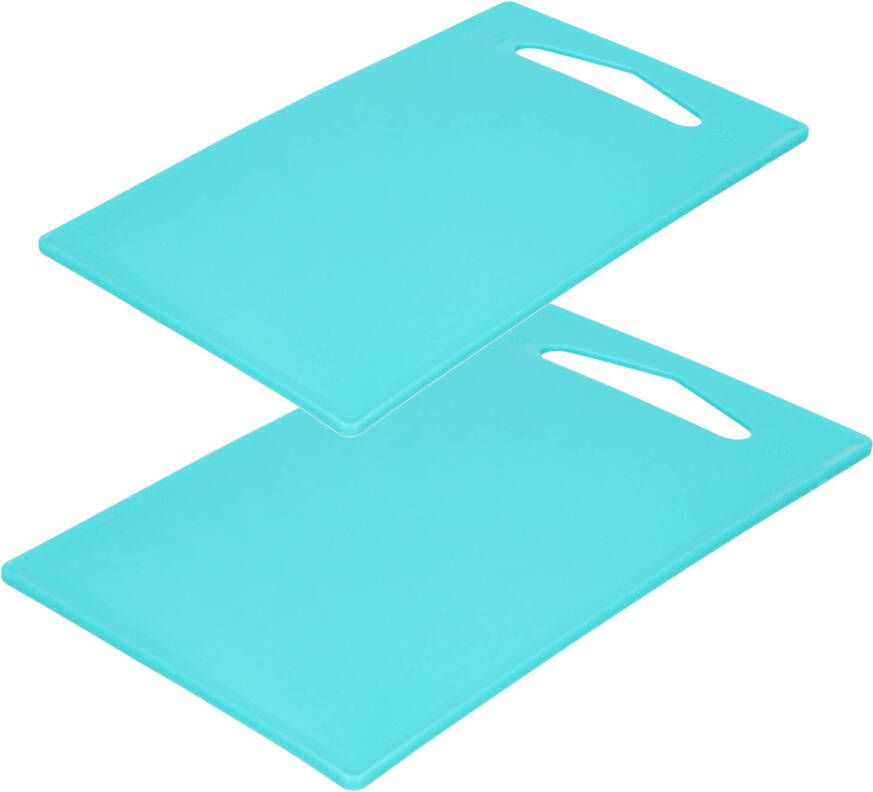 Forte Plastics Kunststof snijplanken set van 2x stuks blauw 27 x 16 en 36 x 24 cm Snijplanken