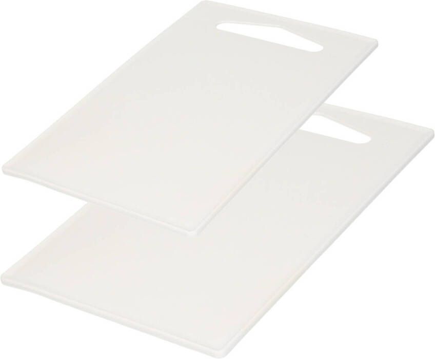Forte Plastics Kunststof snijplanken set van 2x stuks wit 27 x 16 en 36 x 24 cm Snijplanken
